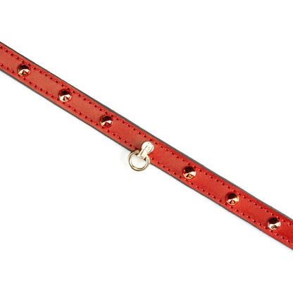 0.4" Wide Luxury Leather O-Ring Choker with Rivets