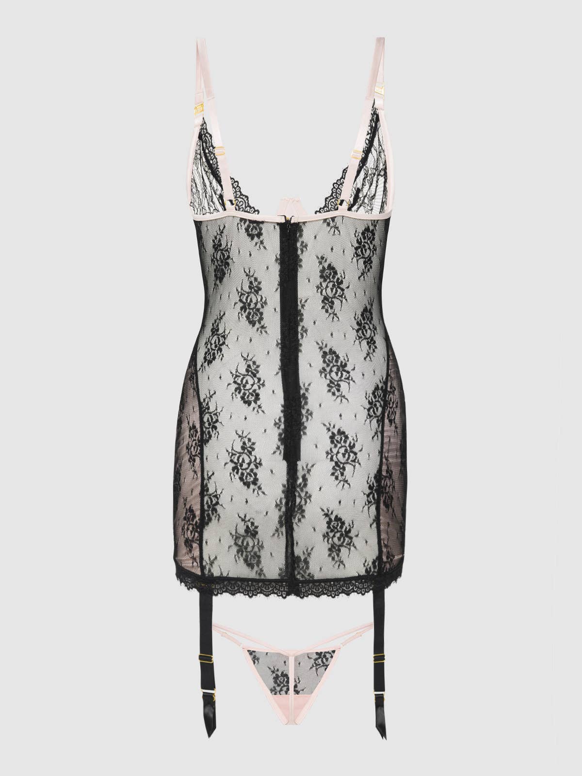 JOCELYN LACE & SATIN CHEMISE & G-STRING SET by House of Desire