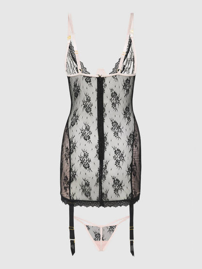 JOCELYN LACE & SATIN CHEMISE & G-STRING SET by House of Desire