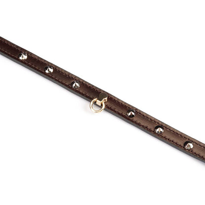 0.4" Wide Luxury Leather O-Ring Choker with Rivets