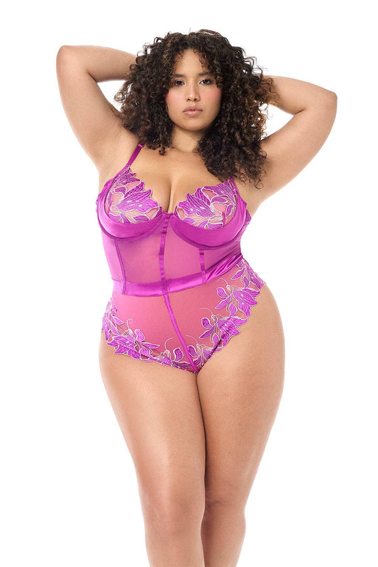 Delicate Floral Curvy Teddy - Azalea by Mapale