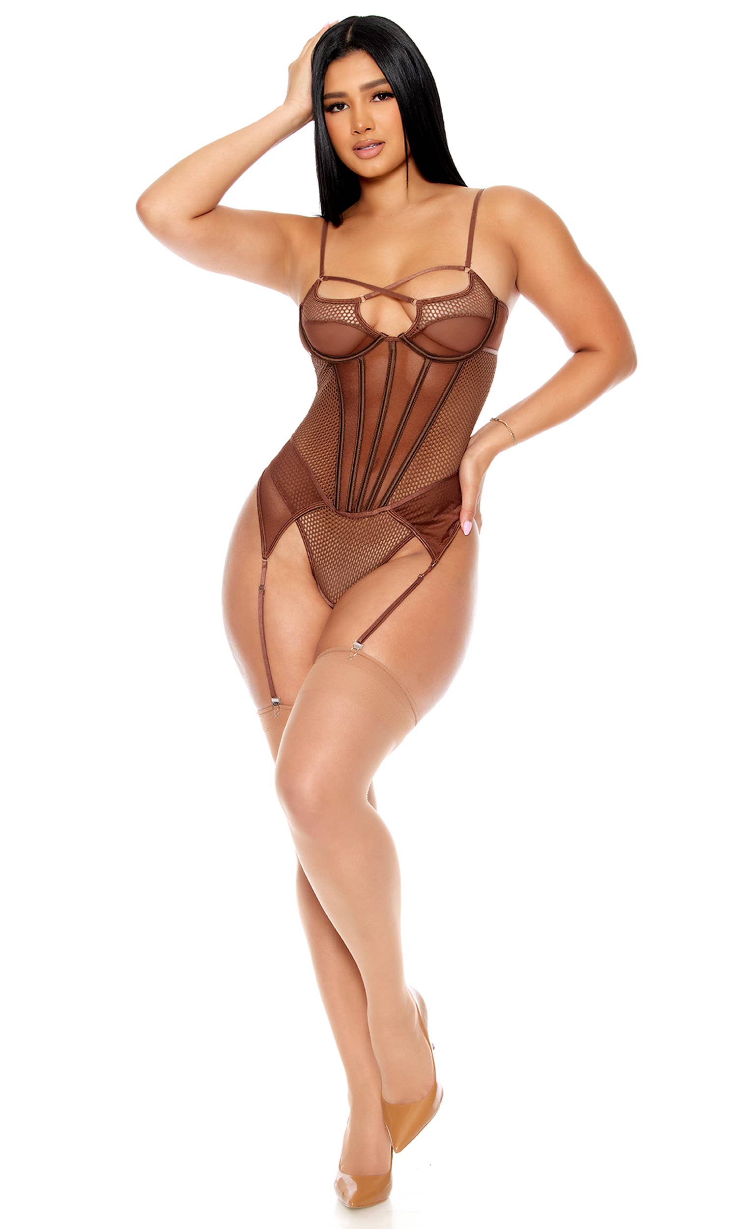 Caught Up O-Net Corset Style Teddy by Forplay Inc.