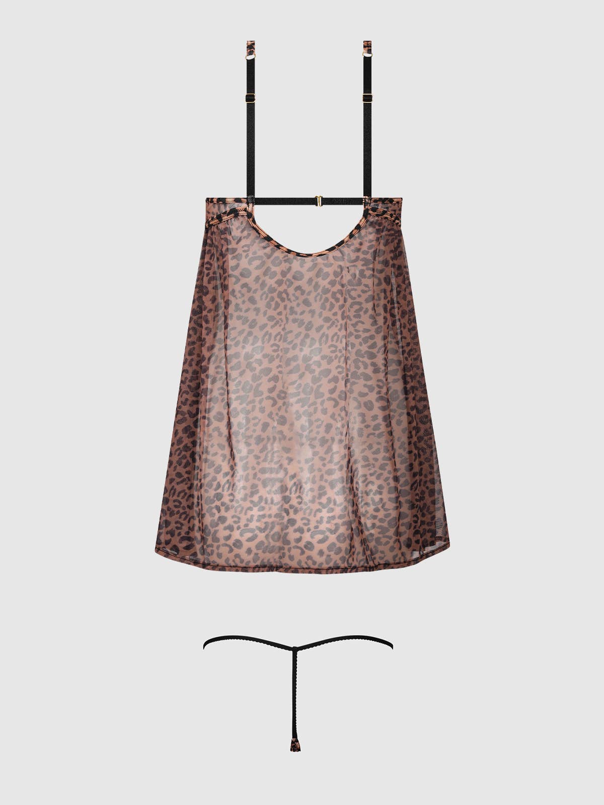 ALIA LEOPARD MESH UNDERWIRE BABYDOLL & G-STRING SET by House of Desire