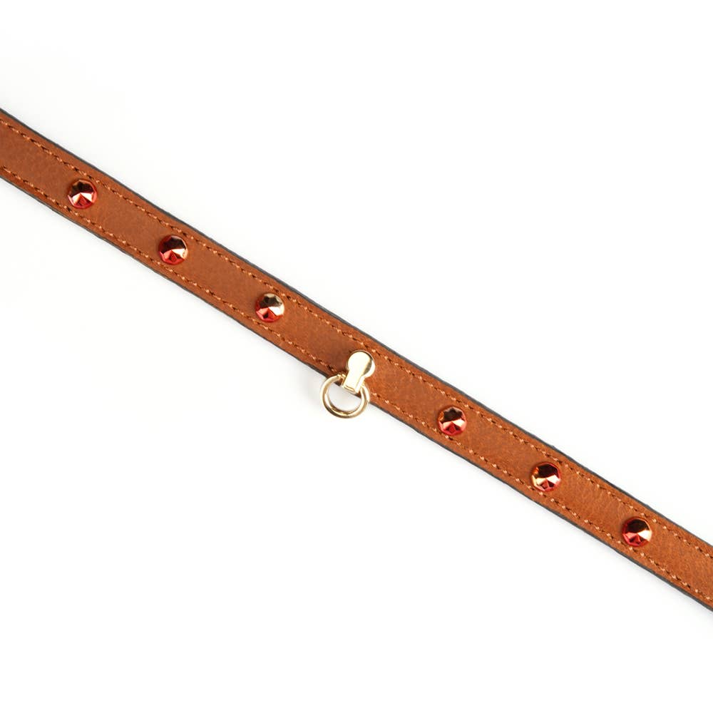 0.4" Wide Luxury Leather O-Ring Choker with Rivets