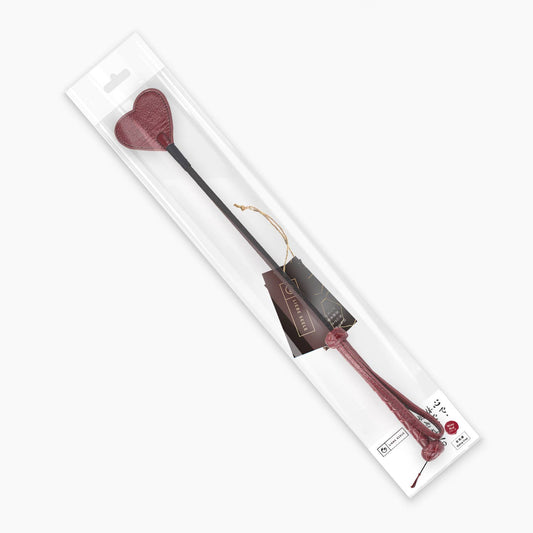 Wine Red Leather Riding Crop with Heart Shape Tip Sex Toy
