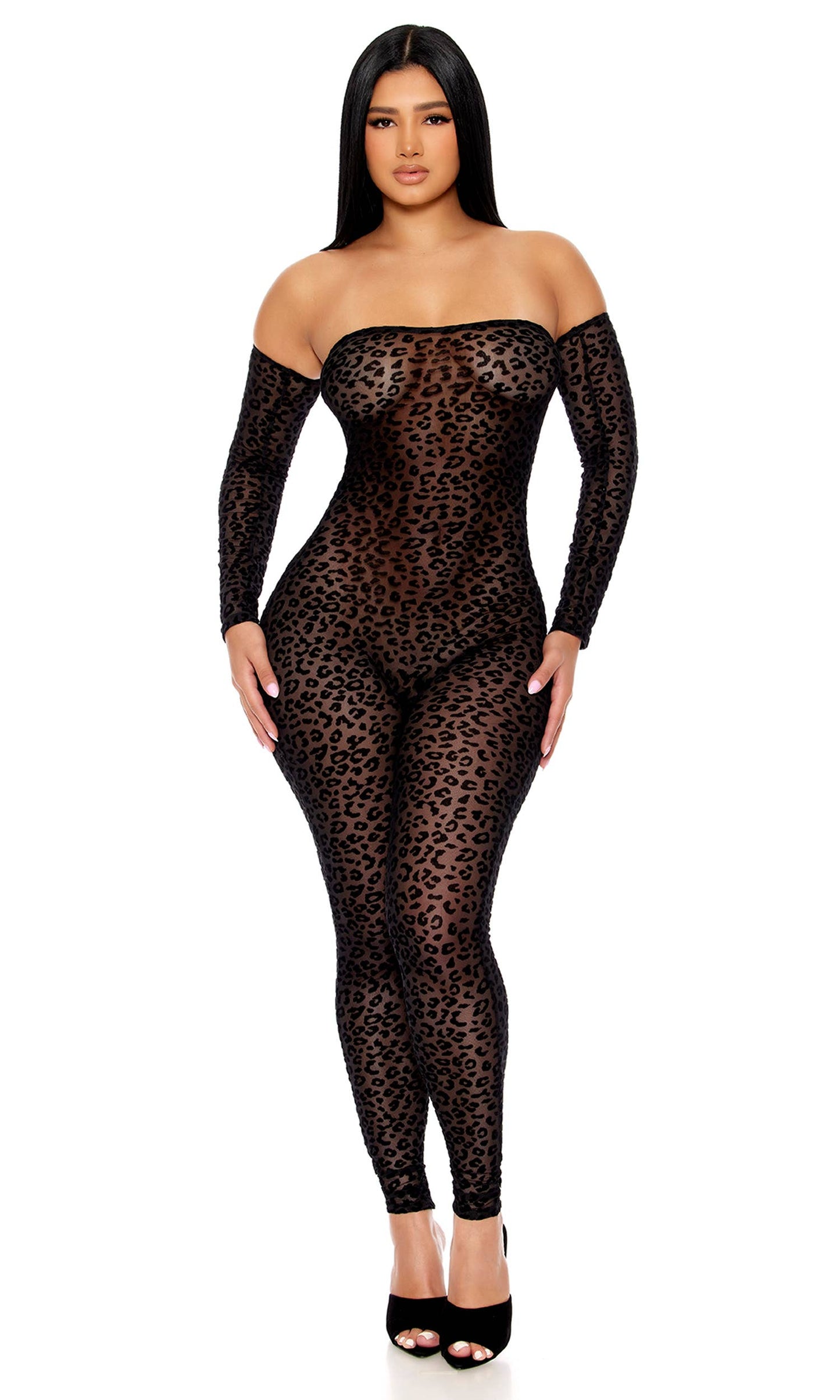 Off The Shoulder Leopard Jumpsuit