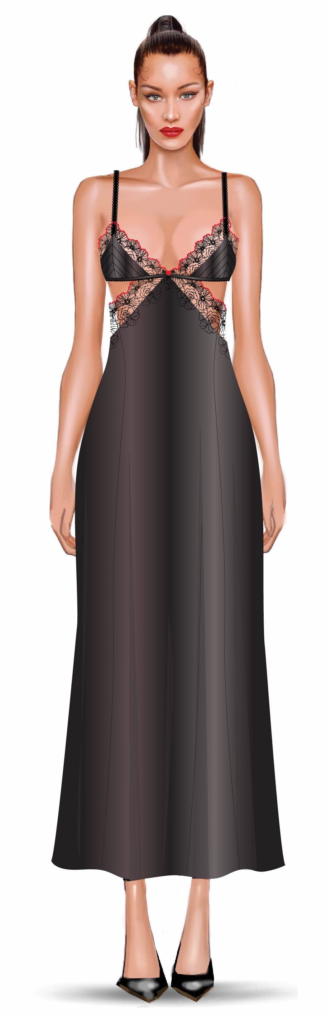 ILENA EMBROIDERED TULLE TRIANGLE TOP LONG GOWN by House of Desire
