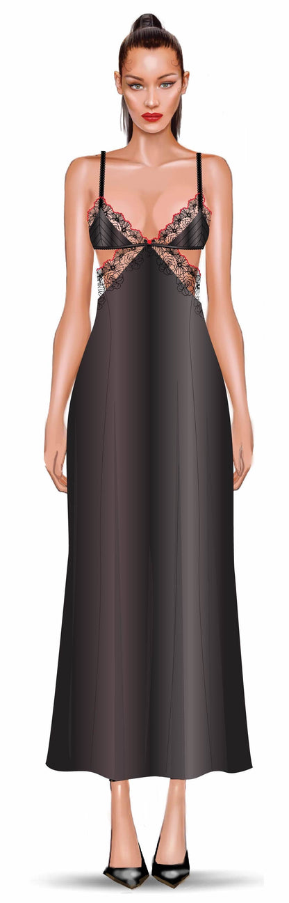 ILENA EMBROIDERED TULLE TRIANGLE TOP LONG GOWN by House of Desire