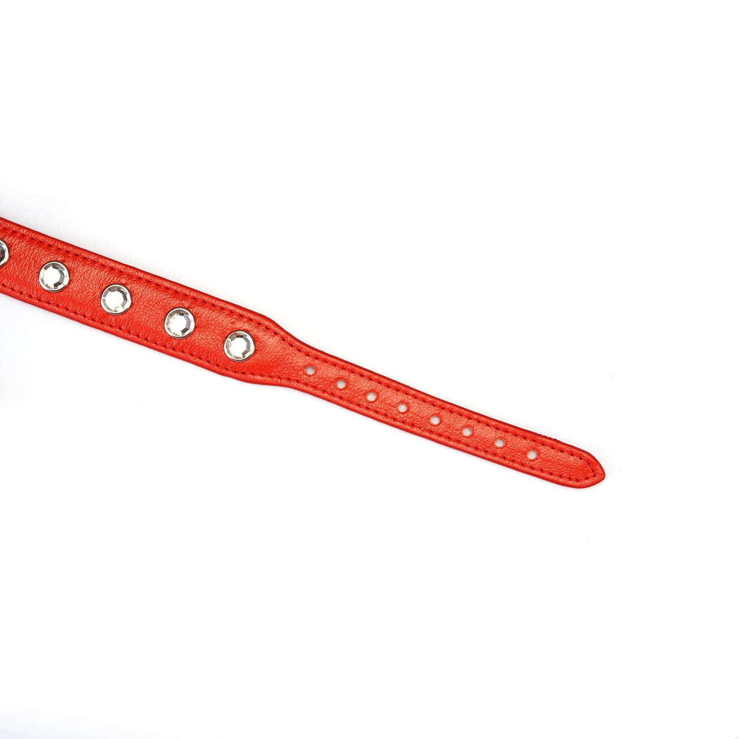 Liebe Seele Premium Leather Choker with Diamonds Red