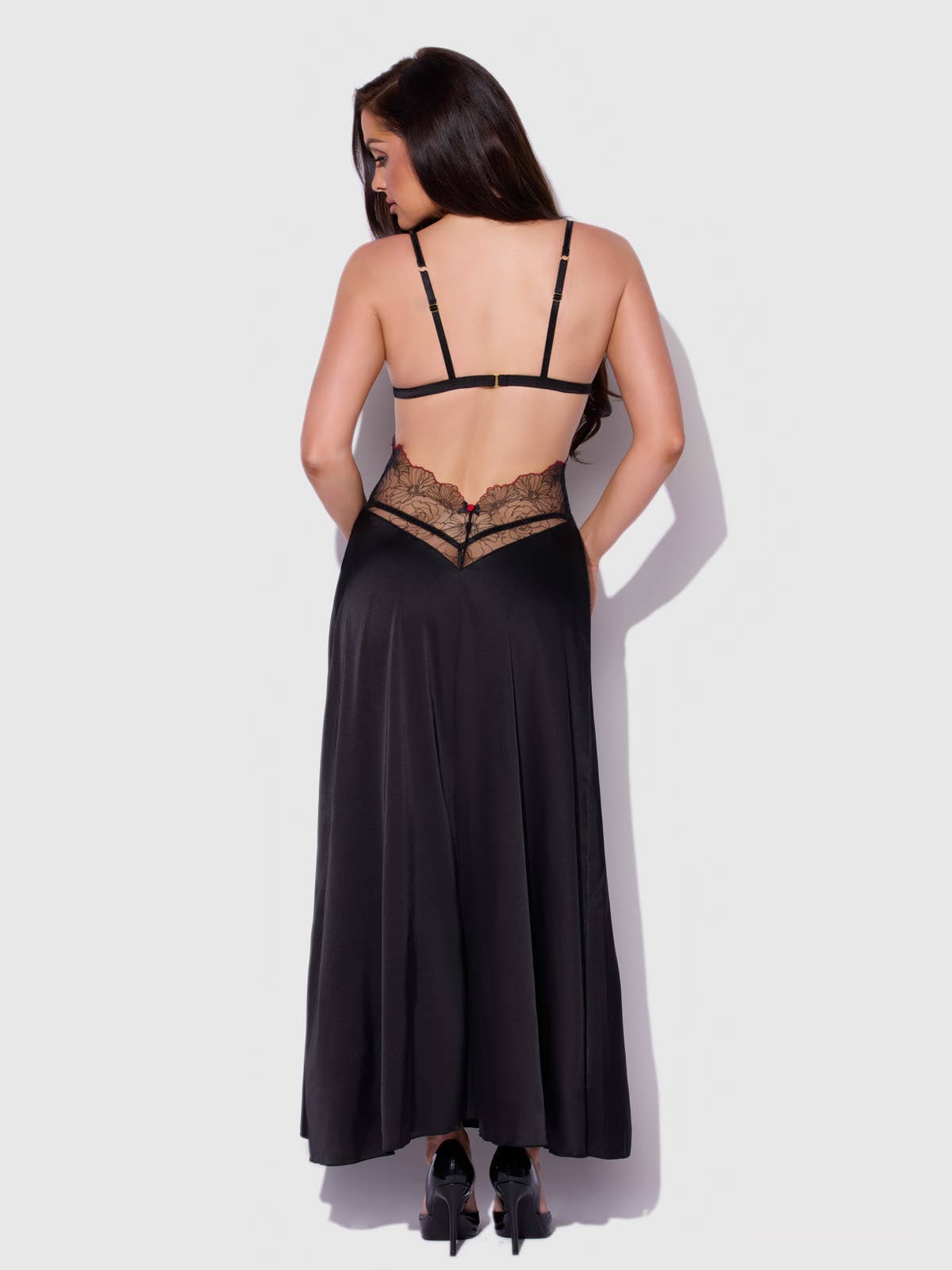 ILENA EMBROIDERED TULLE TRIANGLE TOP LONG GOWN by House of Desire
