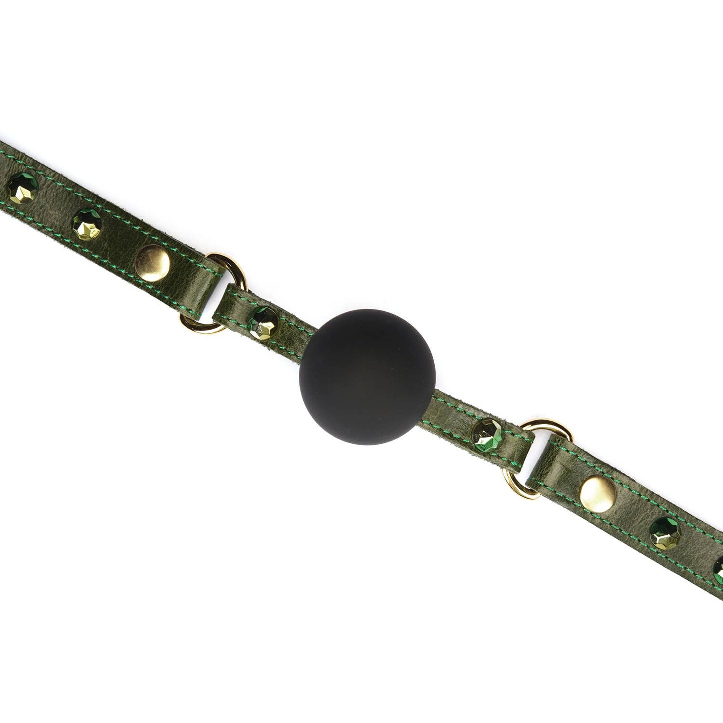 Liebe Seele - Luxury Green Leather Ball Gag with Green Rivets