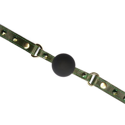 Liebe Seele - Luxury Green Leather Ball Gag with Green Rivets