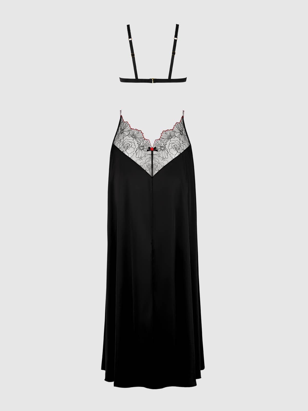 ILENA EMBROIDERED TULLE TRIANGLE TOP LONG GOWN by House of Desire