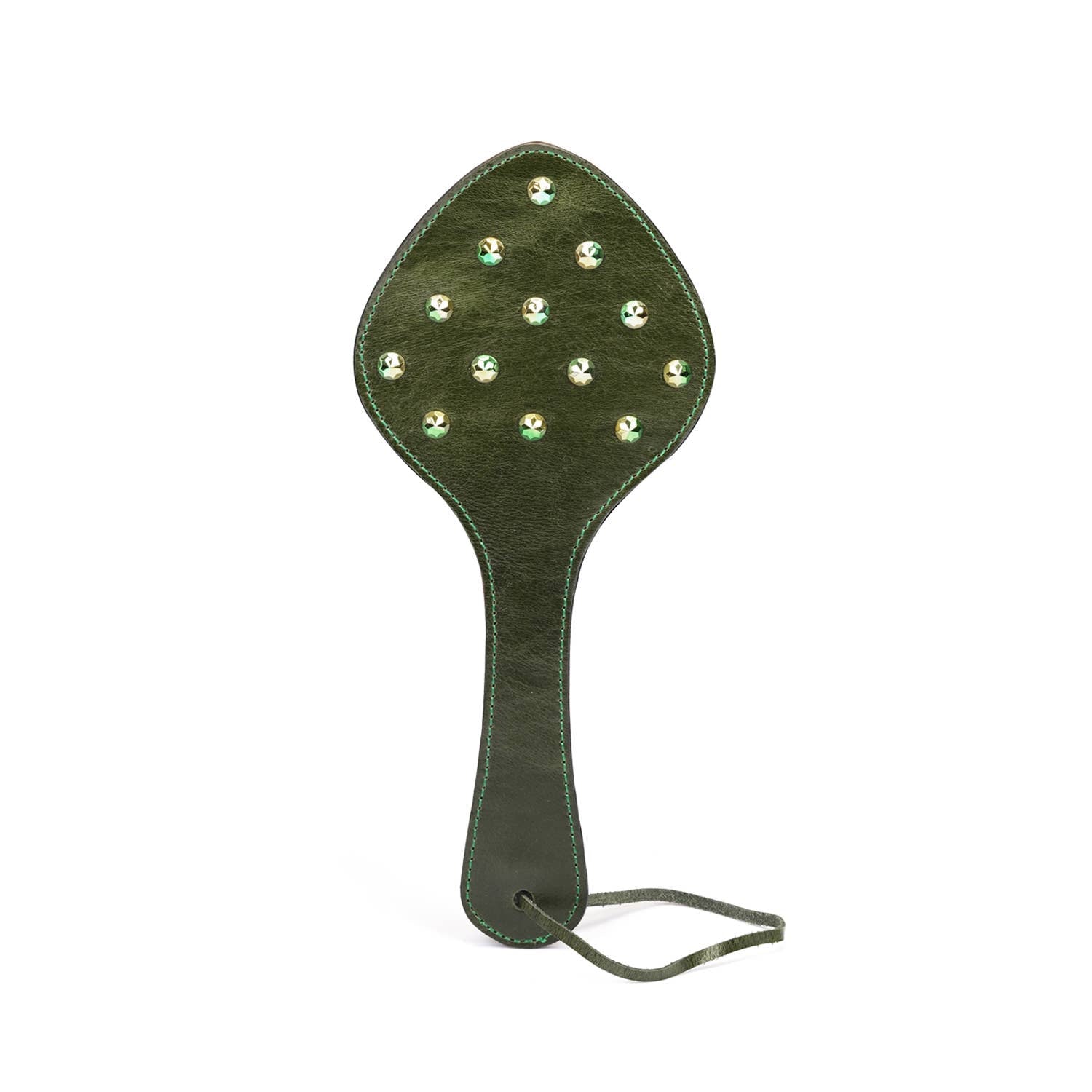 Liebe Seele- Luxury Green Leather Paddle with Green Rivets by Liebe Seele