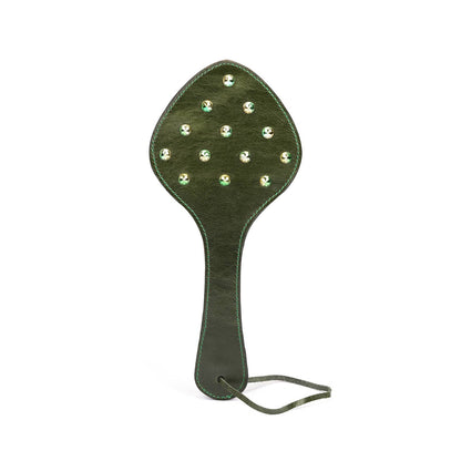 Liebe Seele- Luxury Green Leather Paddle with Green Rivets by Liebe Seele
