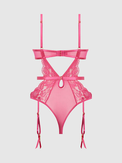 HARLOW LACE & MESH UNDERWIRE TEDDY by House of Desire