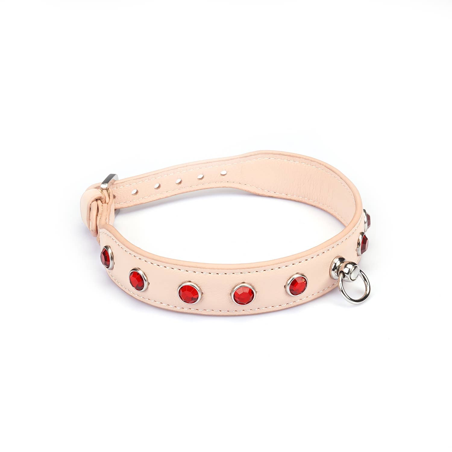 Liebe Seele Premium Leather Choker with Diamonds Pink by Liebe Seele