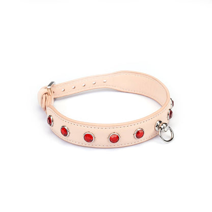 Liebe Seele Premium Leather Choker with Diamonds Pink by Liebe Seele