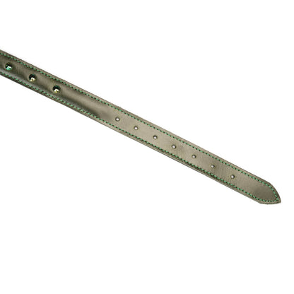 Luxury Green Leather O-ring Choker with Green Rivets by Liebe Seele