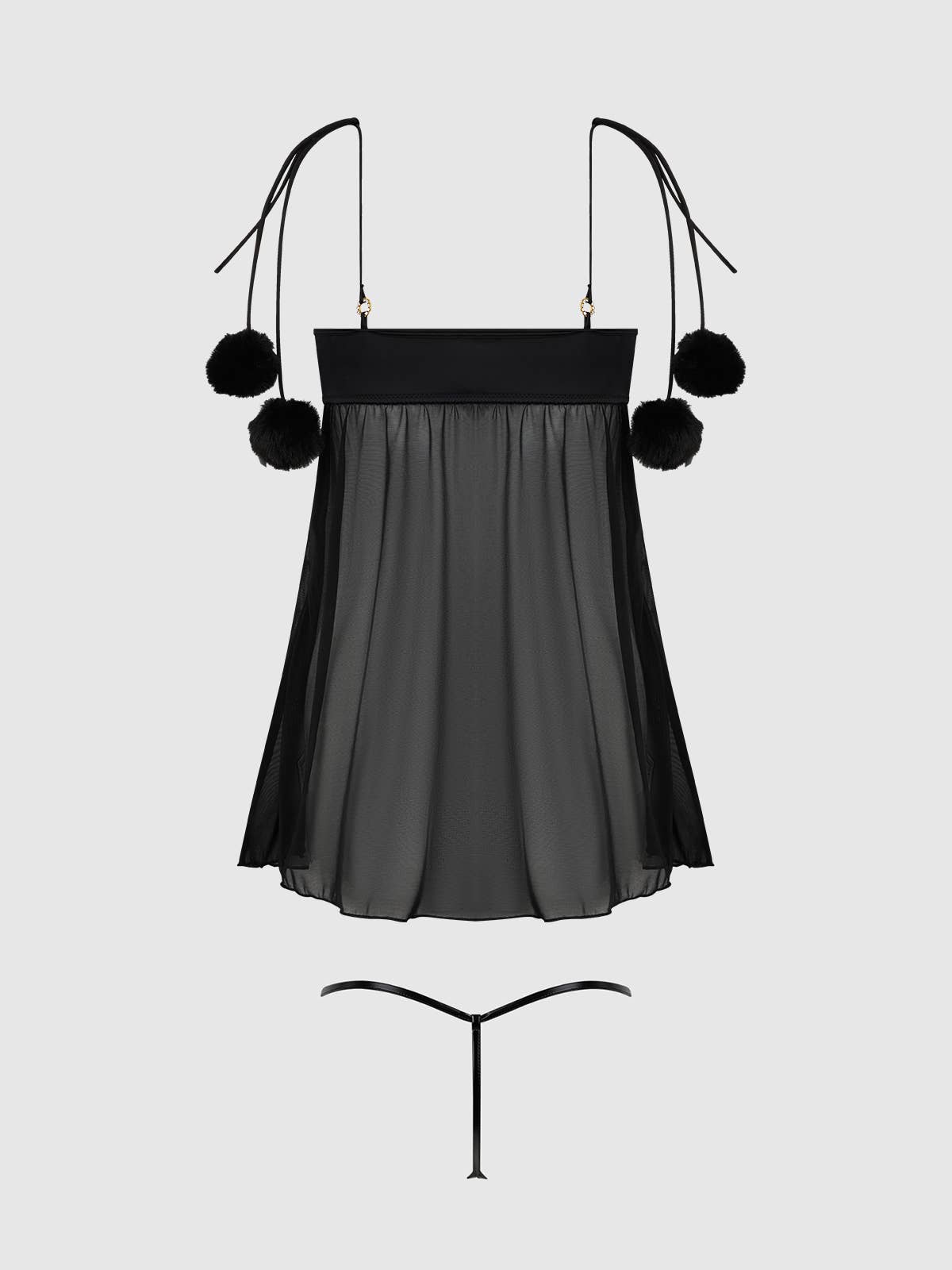 MARILYN MARABOU & MESH BABYDOLL & G-STRING SET