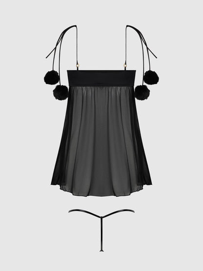 MARILYN MARABOU & MESH BABYDOLL & G-STRING SET