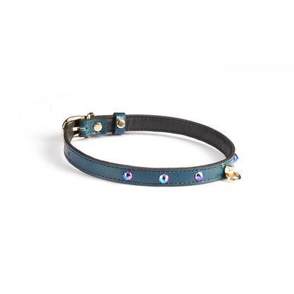 0.4" Wide Luxury Leather O-Ring Choker with Rivets
