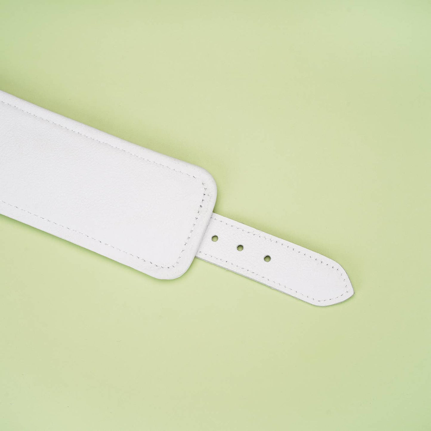 Liebe Seele- Fuji White- White Leather Wrist Cuffs with Silver Metal