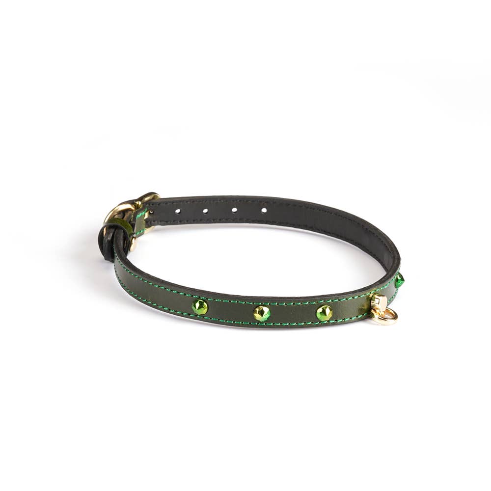 0.4" Wide Luxury Leather O-Ring Choker with Rivets
