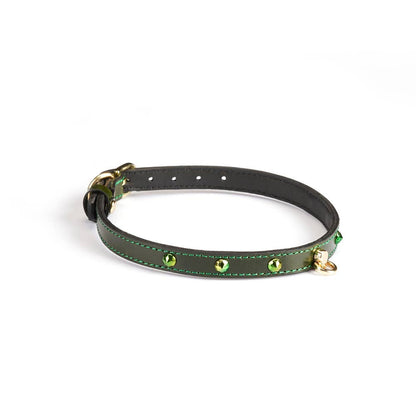 0.4" Wide Luxury Leather O-Ring Choker with Rivets