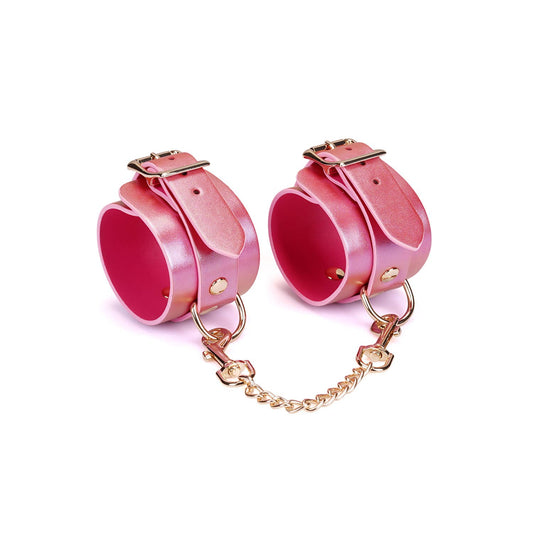 Liebe Seele- Lustre Rosa: Pink Leather Wrist Cuffs