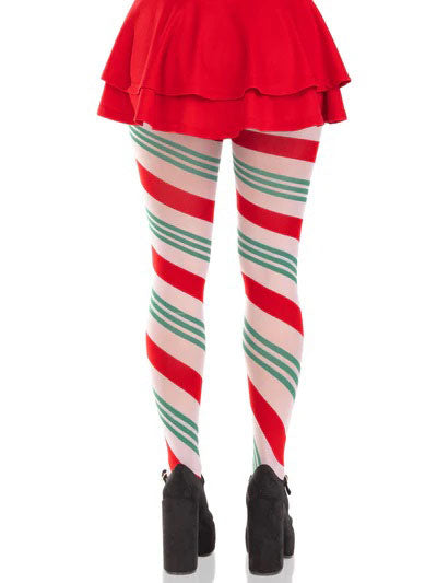 Leg Avenue - Lane Holiday Ribbon Striped Tights - Green/red - Os by Leg Avenue