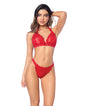 Lacy Halter Top w/Panty 2 pc Set - Red S/M