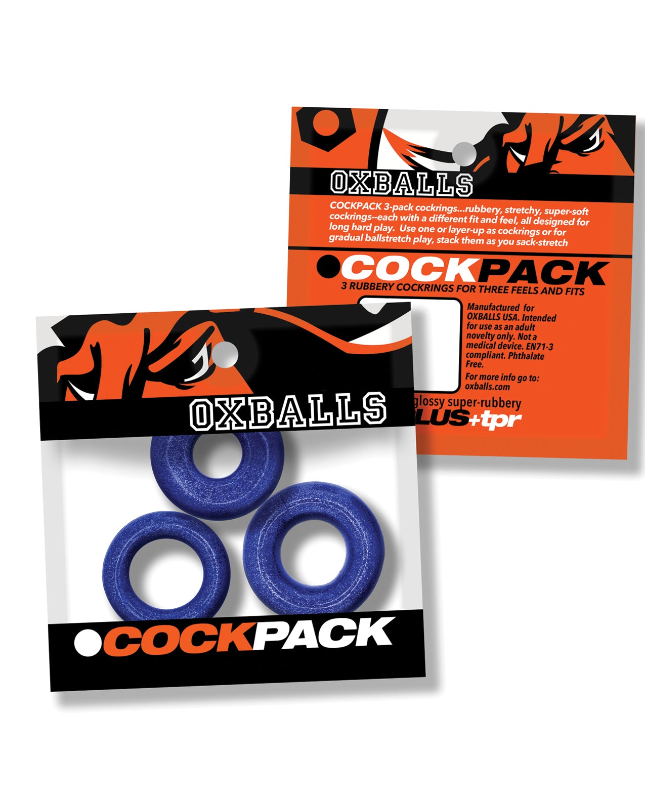 Oxballs Cockpack Multi Design 3 Pack Cockrings - Blue Fire