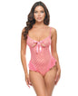 Aubrielle Diamond Mesh Underwire Teddy - Pink LG