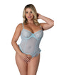 Blue Sky Ruffled Crotchless Teddy - Light Blue QN