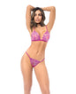 Lily Embroidered 2 pc Set w/Adjustable Top & Panty - Pink S/M