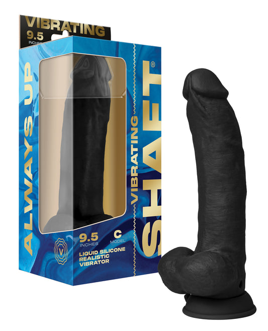Shaft Flexskin Liquid Silicone 9.5" Vibrating Curved Dong w/Balls - Black by Shaft