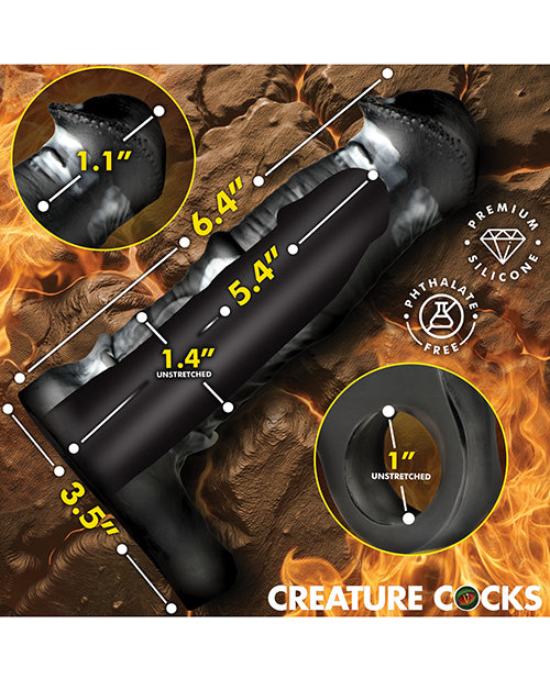 Creature Cocks Stallion 1" Silicone Penis Extension - Black/Silver Large