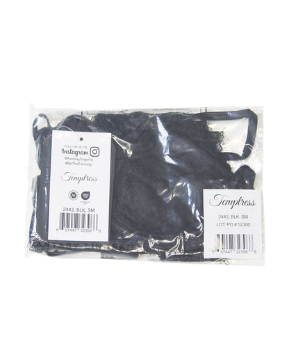 Temptress Vivienne Swiss Dot Mesh and Lace Bra w/Panty 2 pc Set - Black S/M