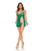 Sultry Emerald Floral Lace and Mesh Babydoll w/Underwire Cup & G-string 2 pc Set - Green LG by Escante