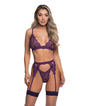 Floral Lace Fetish 2 pc Set - Purple L/XL
