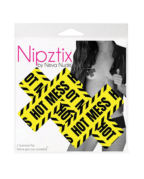 Neva Nude Blacklight Hot Mess X Pasties - Black/Yellow O/S by Neva Nude