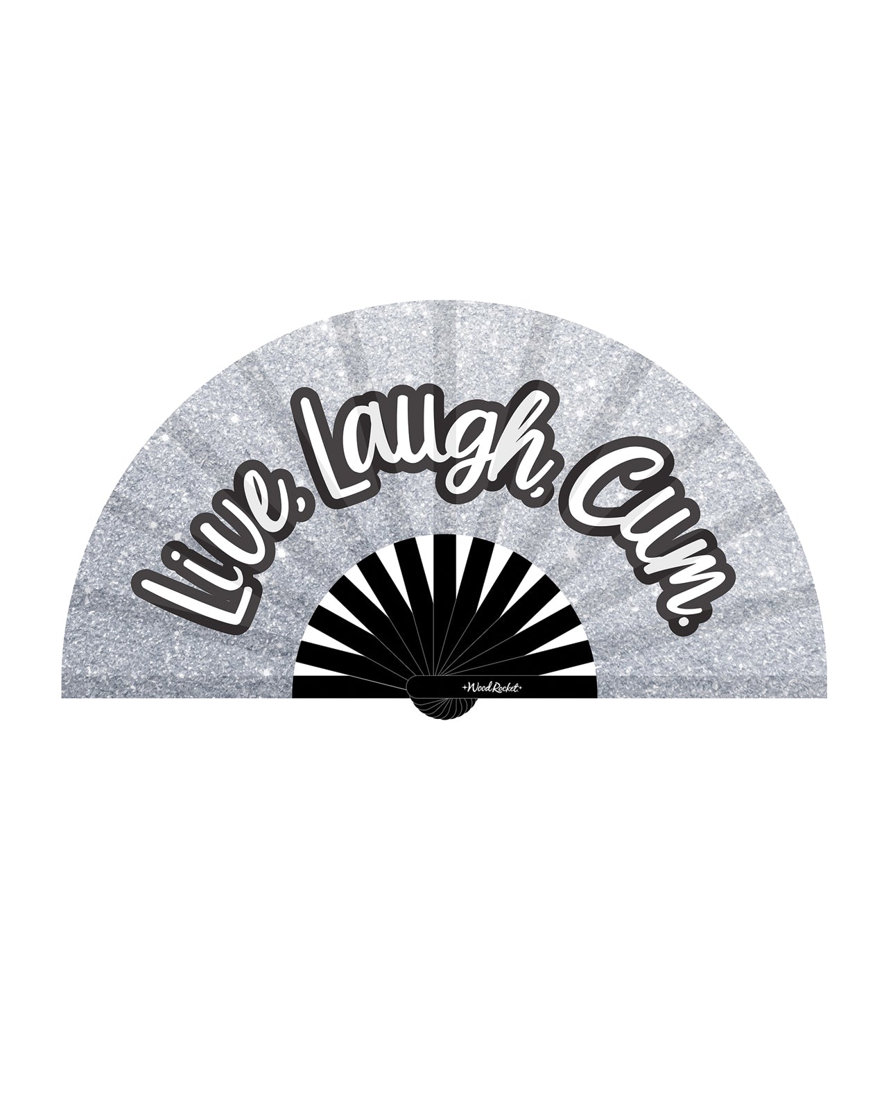 Wood Rocket Live Laugh Cum Fan - Silver Glitter, Black / White