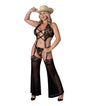 Black Cherry Plunge Top w/Removable Chaps & Cheeky Panty Set - Black QN