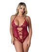 Black Cherry Halter Teddy - Red QN