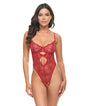 Mariah Embroidered Mesh Underwire Teddy - Burgundy SM