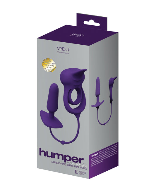 VeDO Humper Rechargeable Dual C-Ring w/Anal Plug - Purple by VeDO