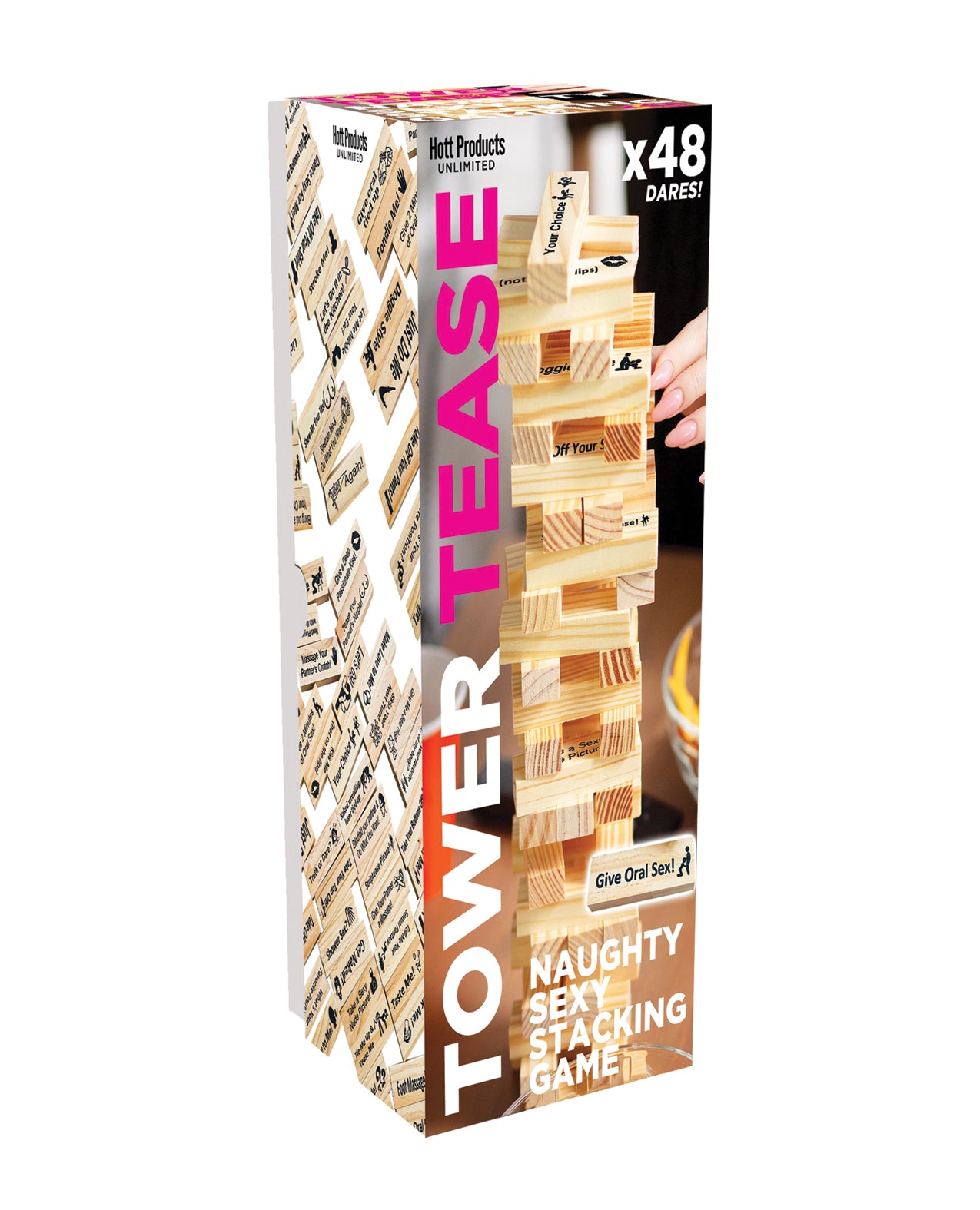 Tower Tease Naughty Sex Game w/Assorted Wooden Blocks/Sayings