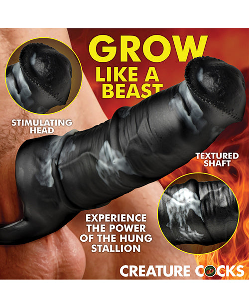 Creature Cocks Stallion 1.5" Silicone Penis Extension - Black/Silver - Extra Large