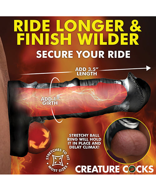 Creature Cocks Stallion 1" Silicone Penis Extension - Black/Silver Large